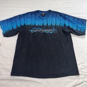 Harley-Davidson Blue and Black Short Sleeve Tee